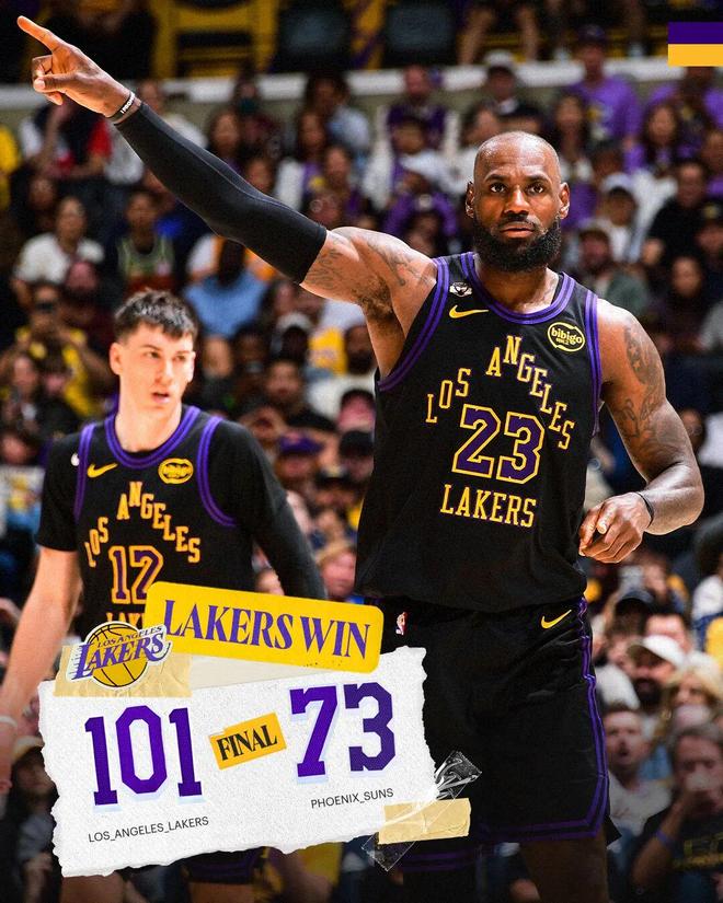 詹姆斯狂砍28+12+4抢断率湖人大胜太阳创扣篮新高