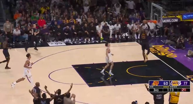 詹姆斯狂砍28+12+4抢断率湖人大胜太阳创扣篮新高